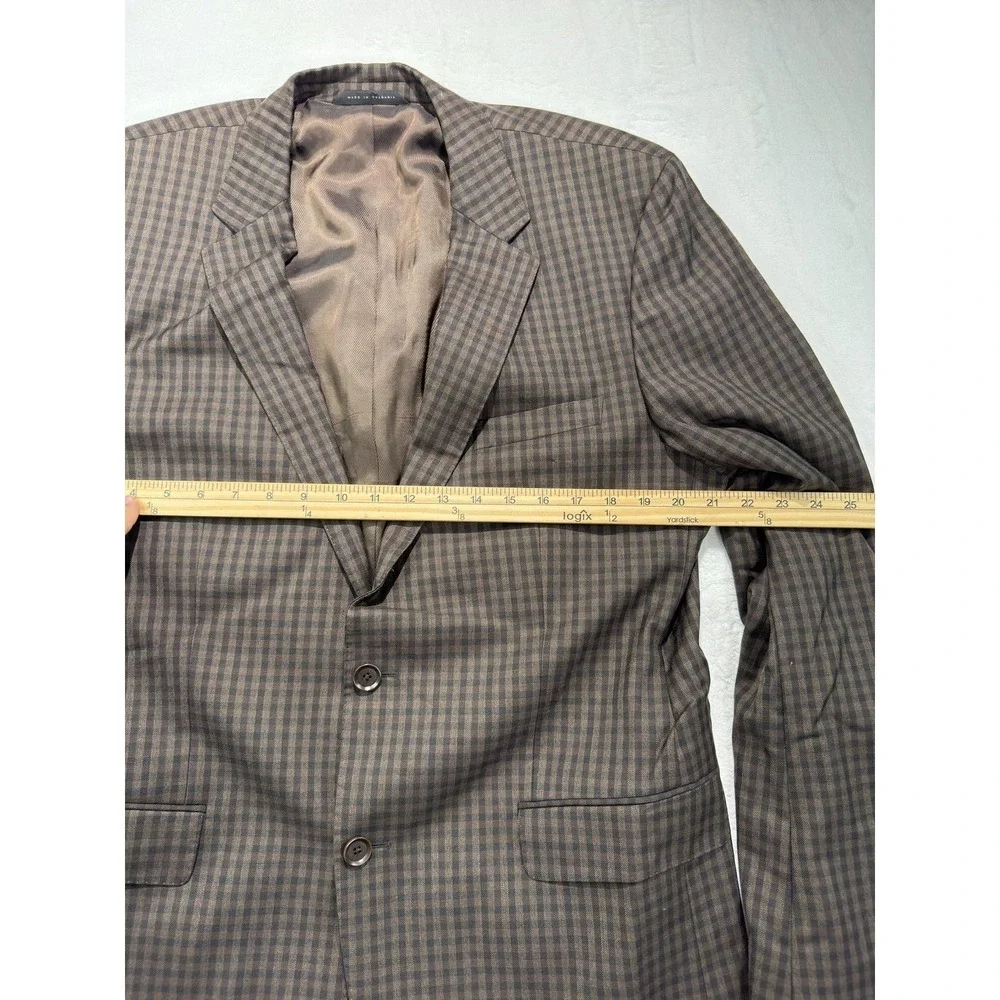 Hugo Boss Sport Coat Mens 42L Brown Check Wool Tweed Elbow Patches Blazer